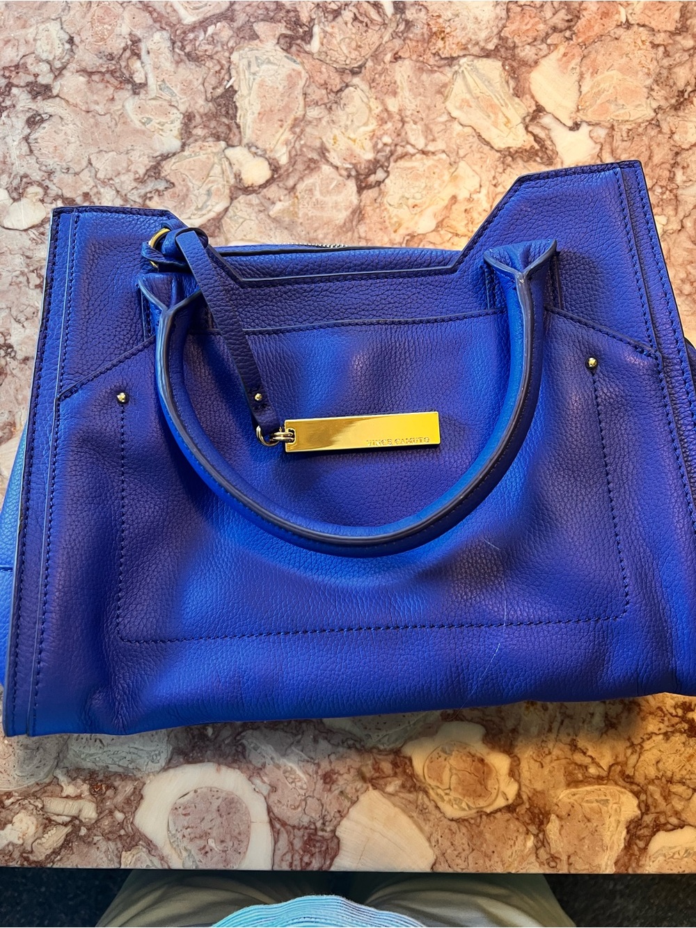Vince Camuto Jacy Leather Satchel Bag Vibrant Blue
